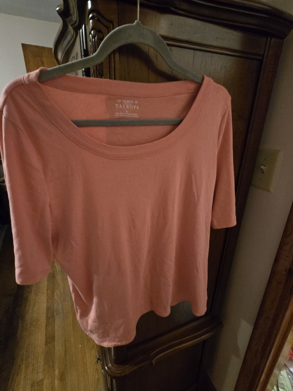 Talbots Coral Pink Scoop Neck Short Sleeve Tee